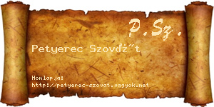 Petyerec Szovát névjegykártya